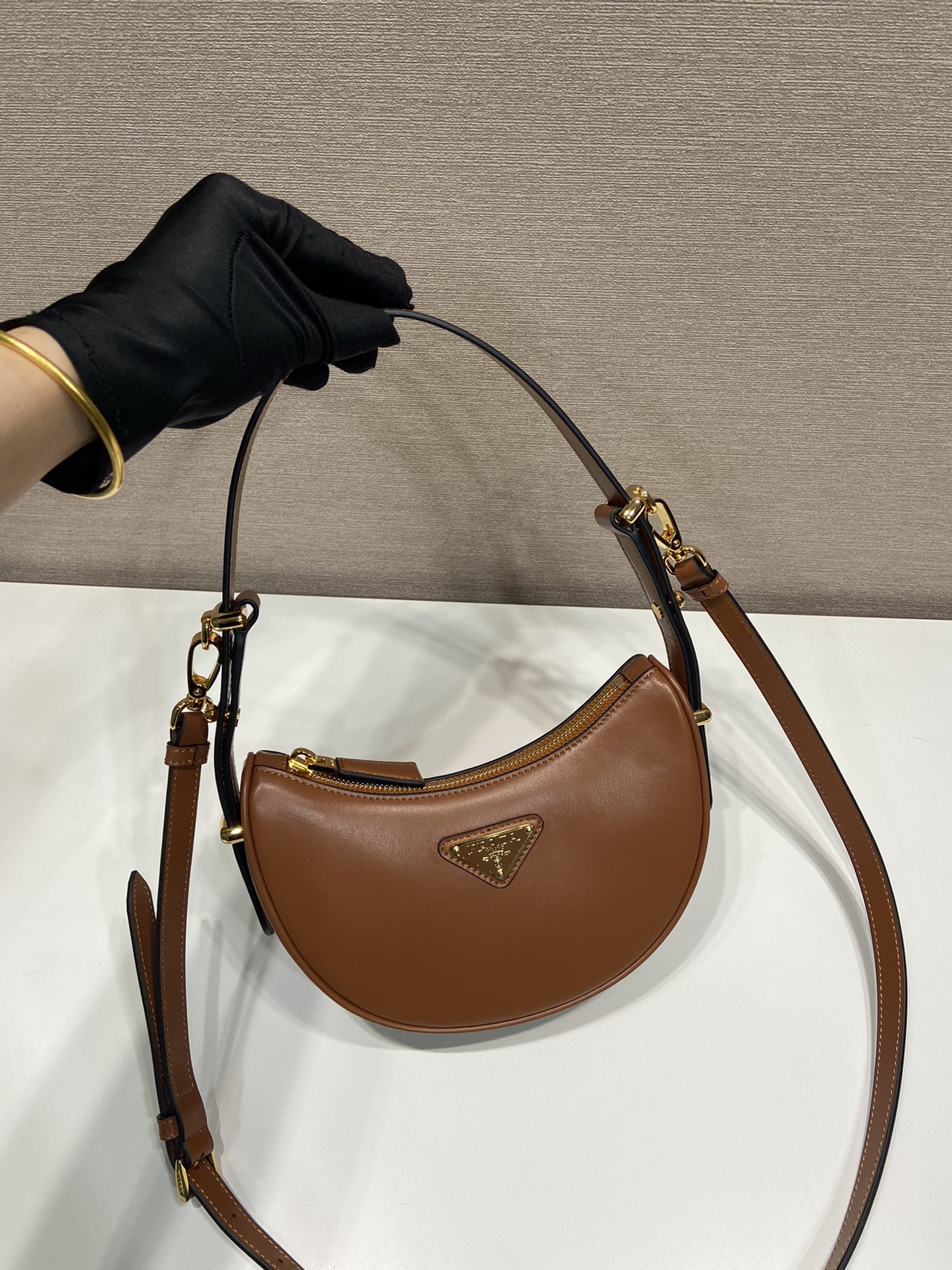 Pra*a arqué leather mini shoulder bag