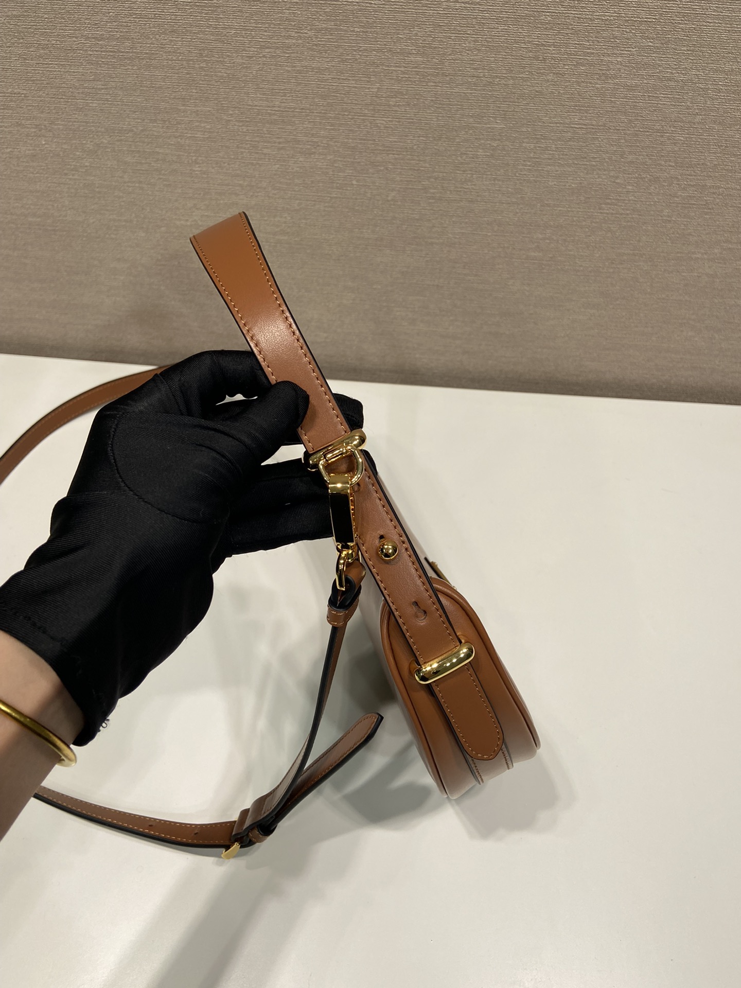 Pra*a arqué leather mini shoulder bag