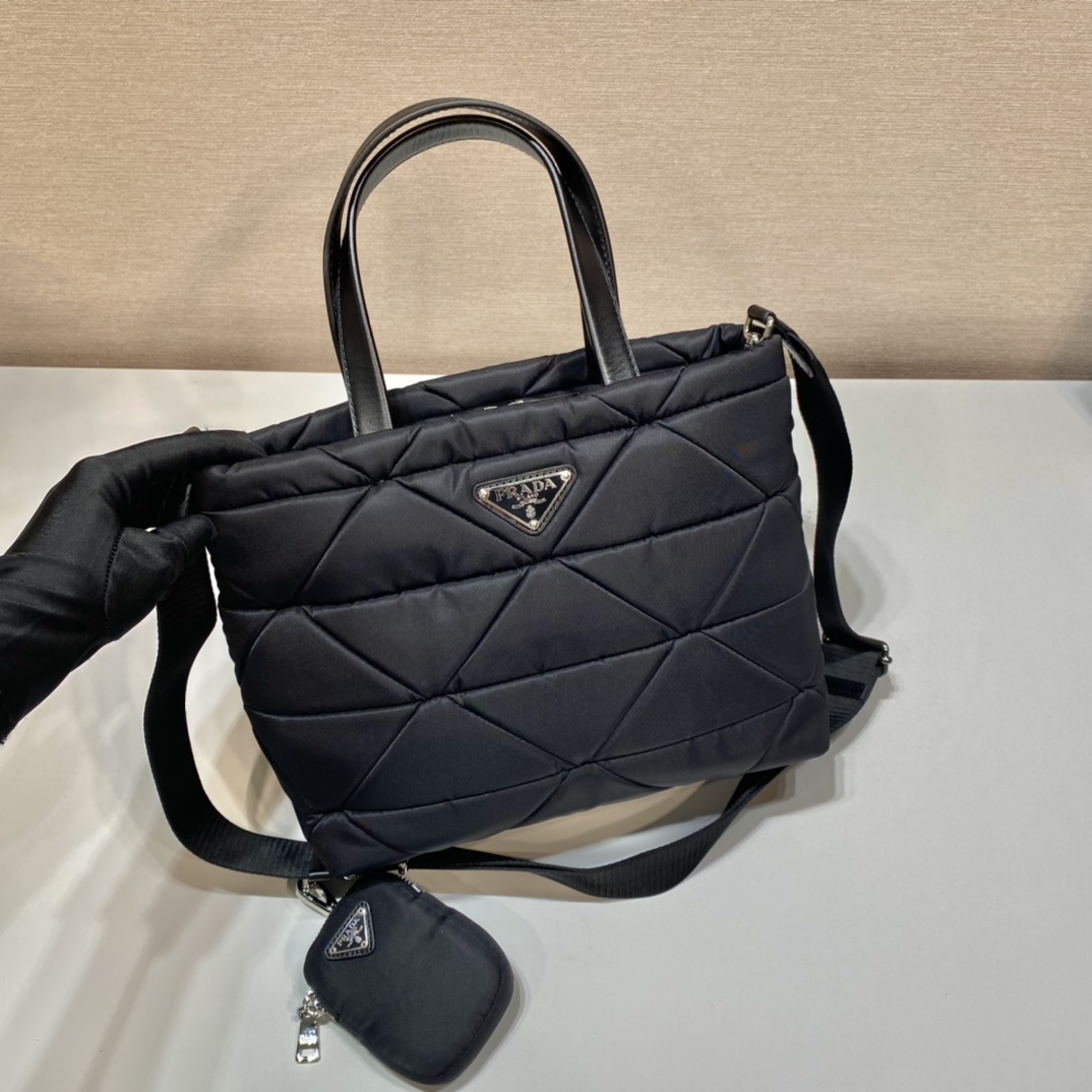 Pra*a system nappa leather patchwork tote
