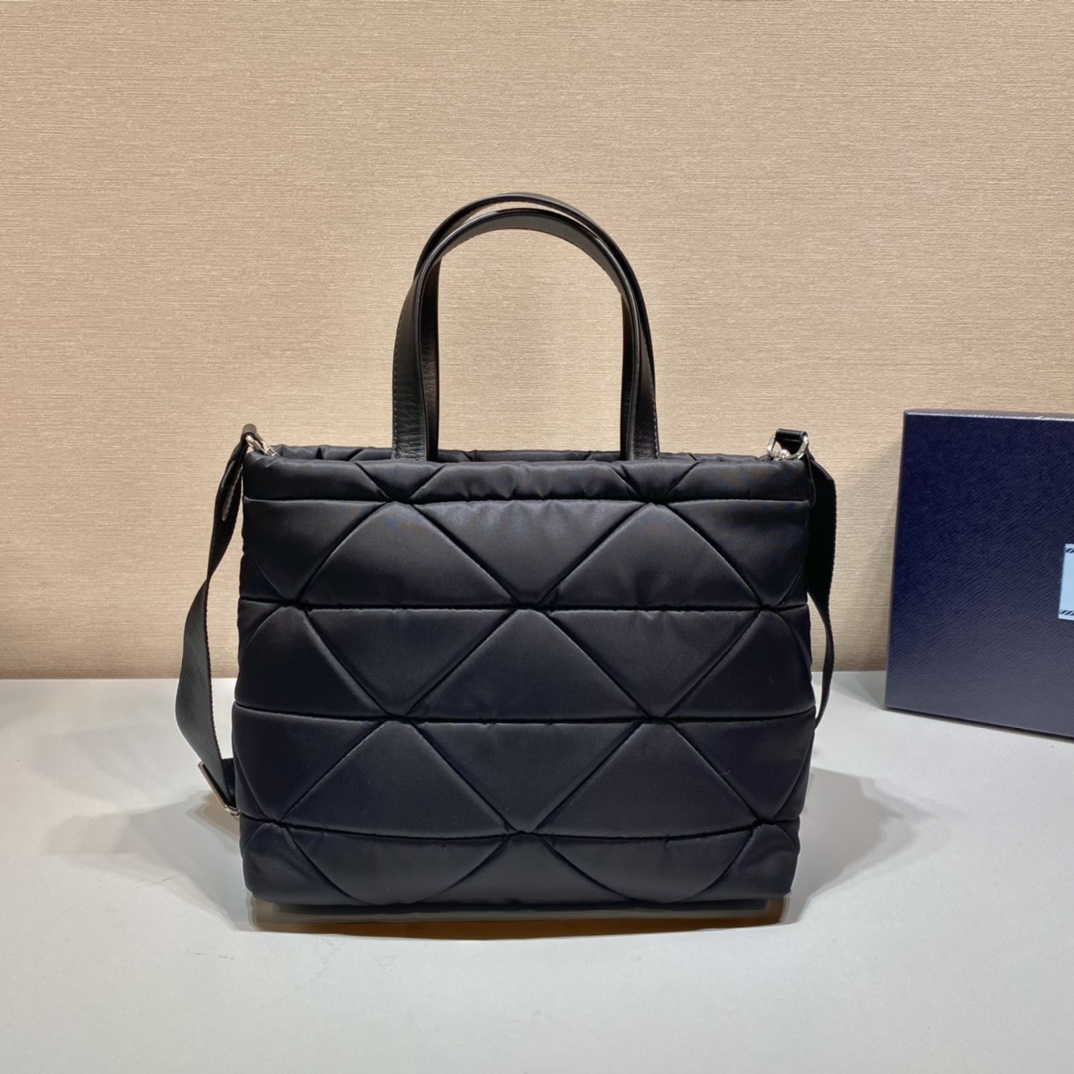 Pra*a system nappa leather patchwork tote