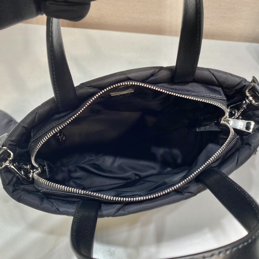 Pra*a system nappa leather patchwork tote