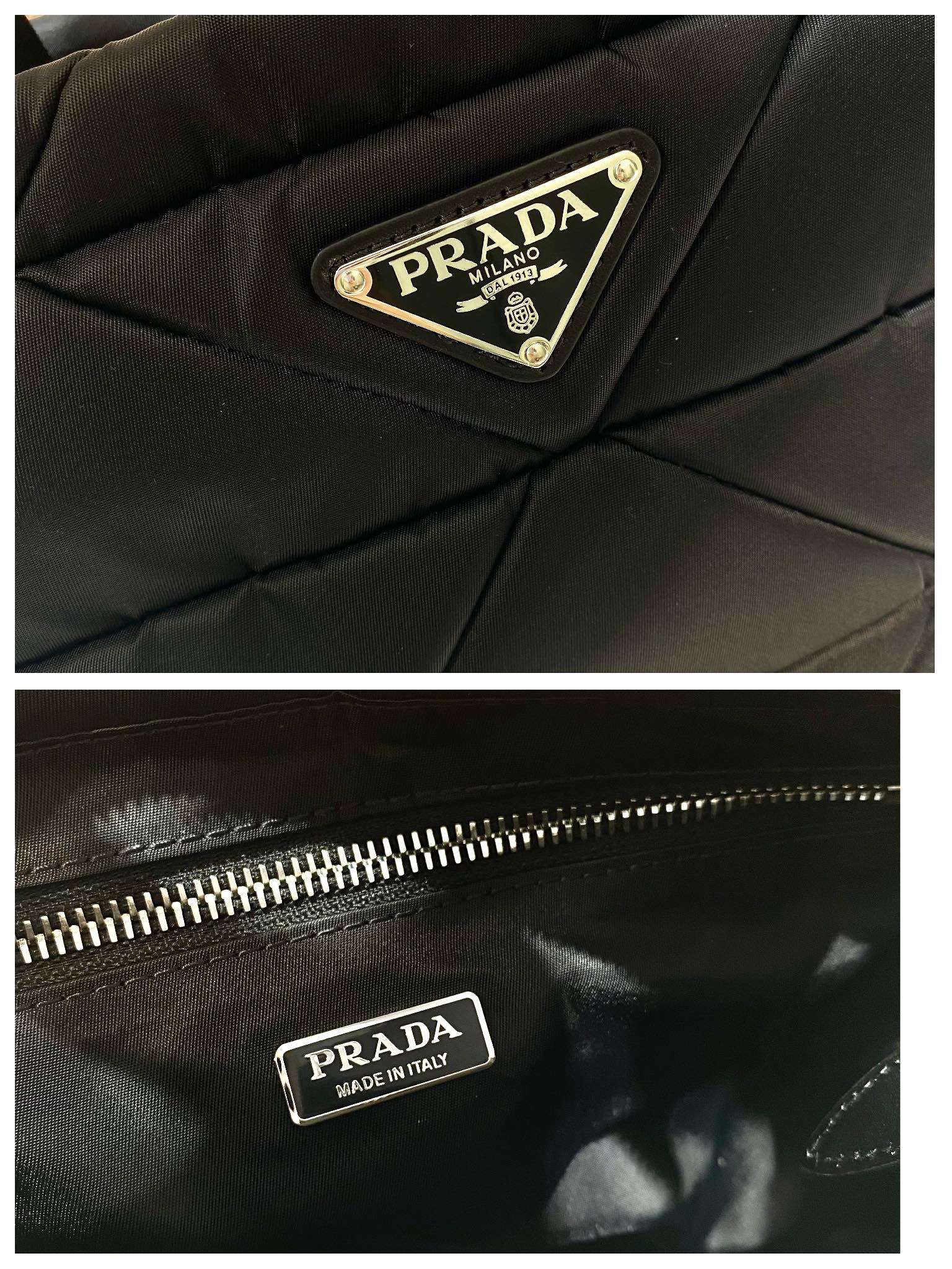 Pra*a system nappa leather patchwork tote