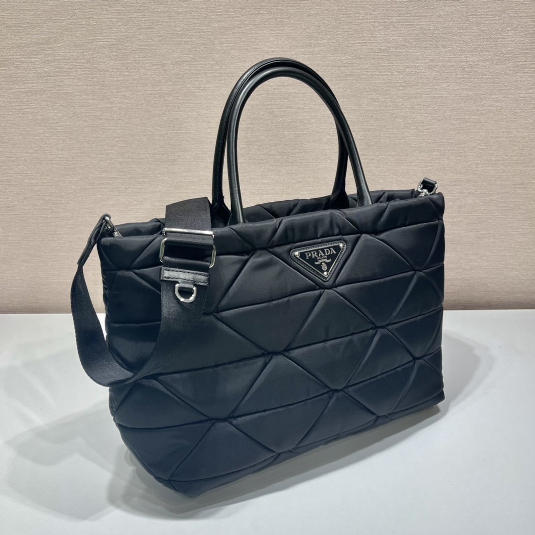 Pra*a black re-nylon medium padded tote