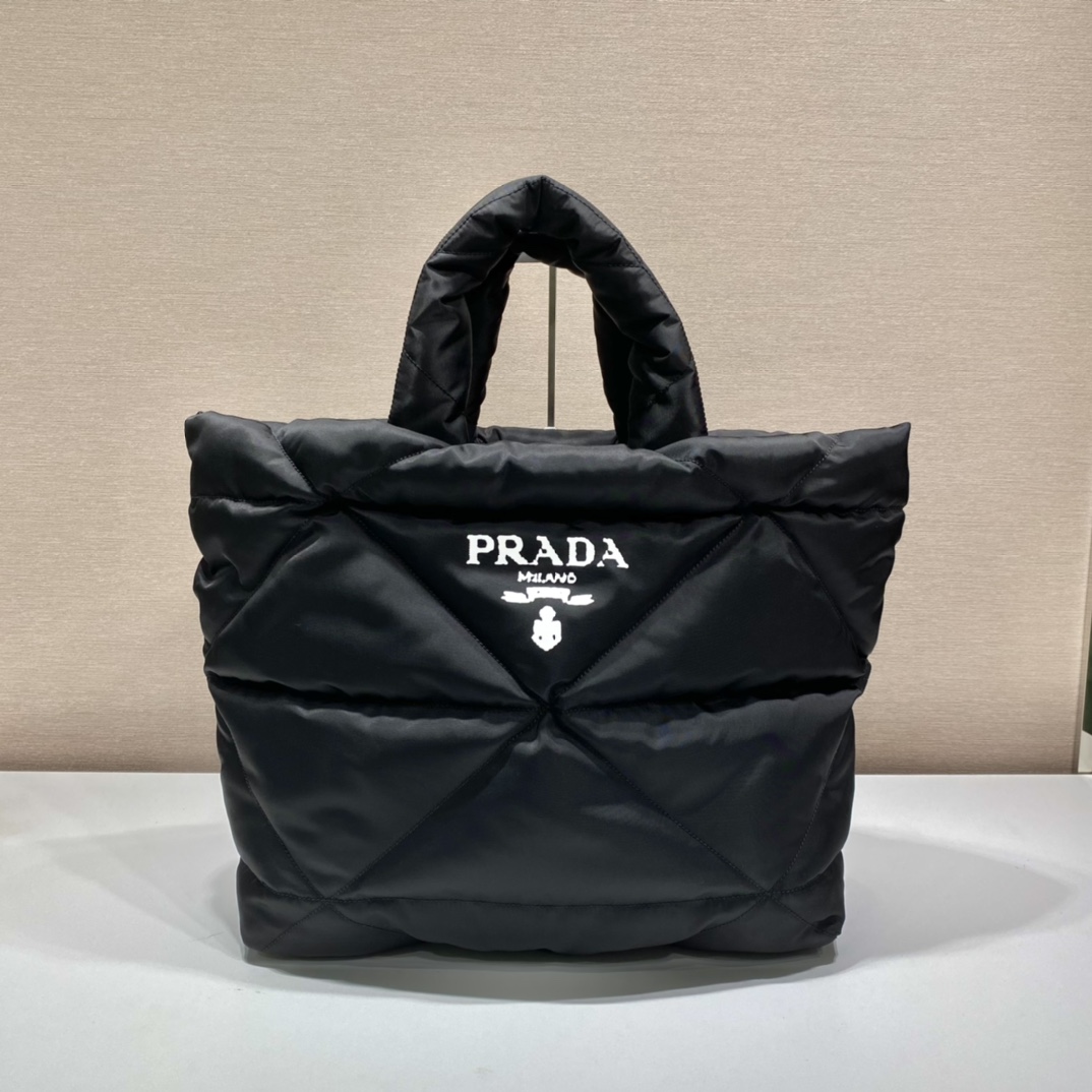 Pra*a black padded nappa tote bag