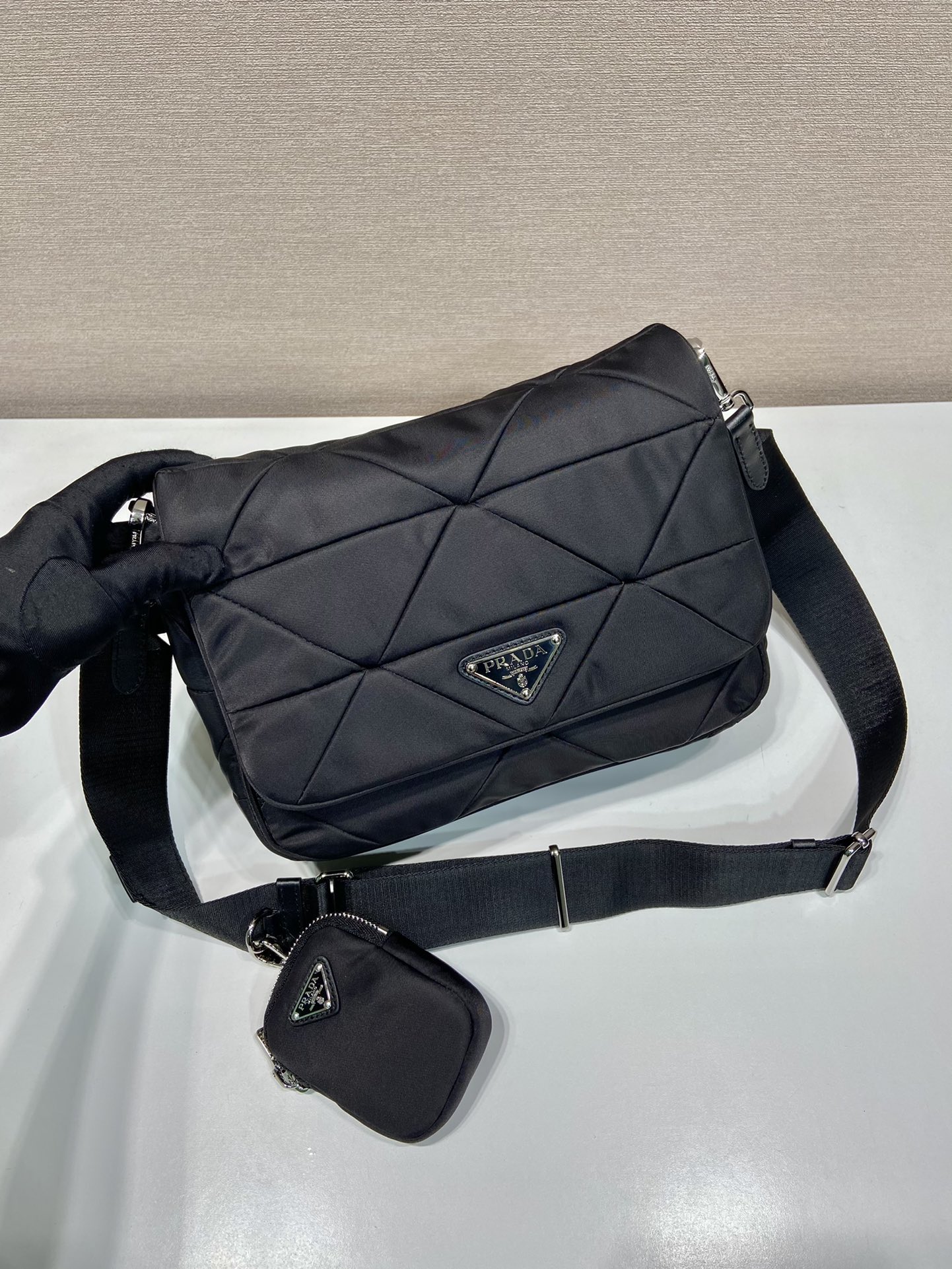 Pra*a re-nylon padded shoulder bag