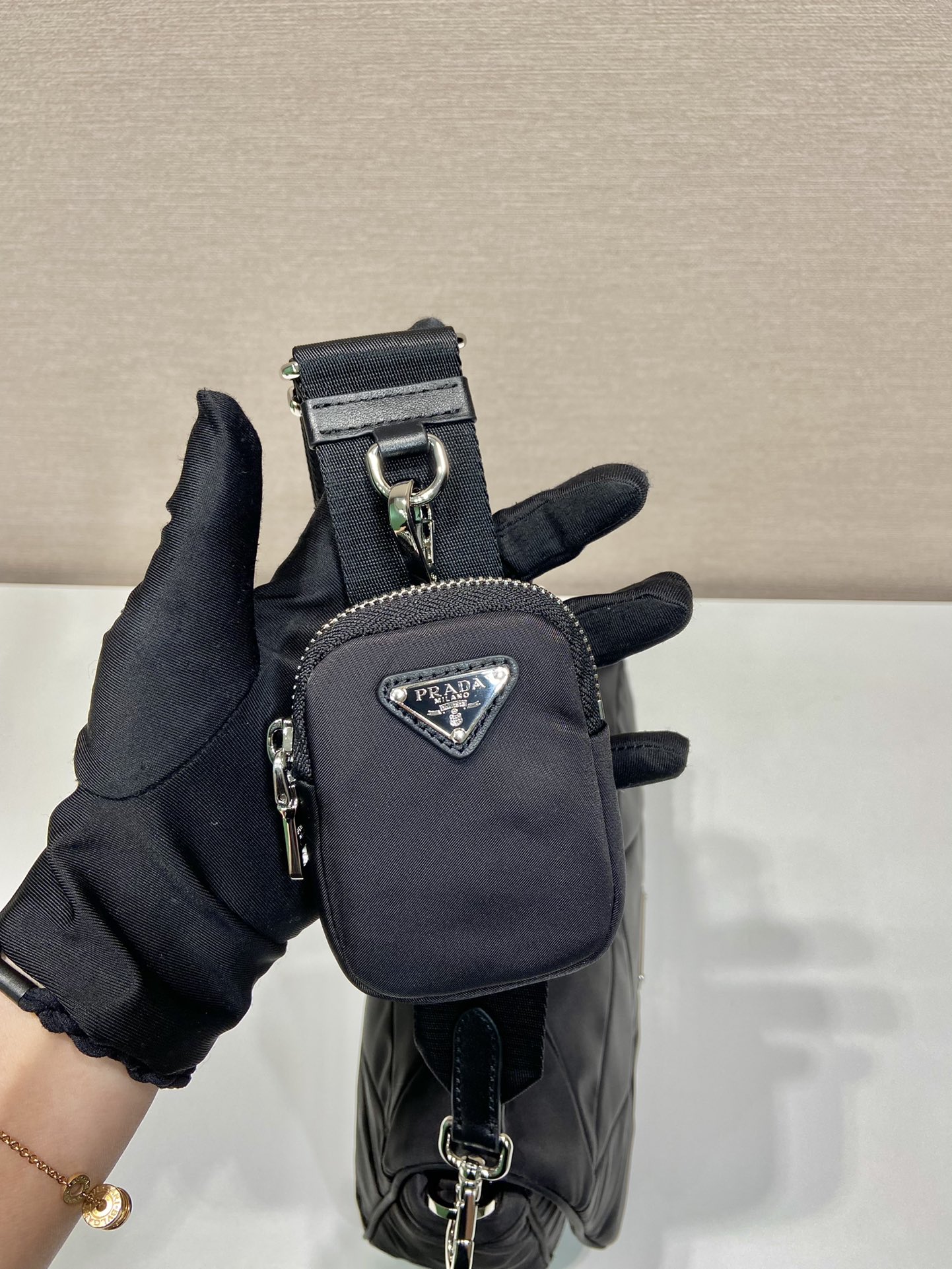 Pra*a re-nylon padded shoulder bag