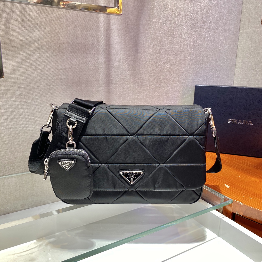 Pra*a system nappa patchwork bag