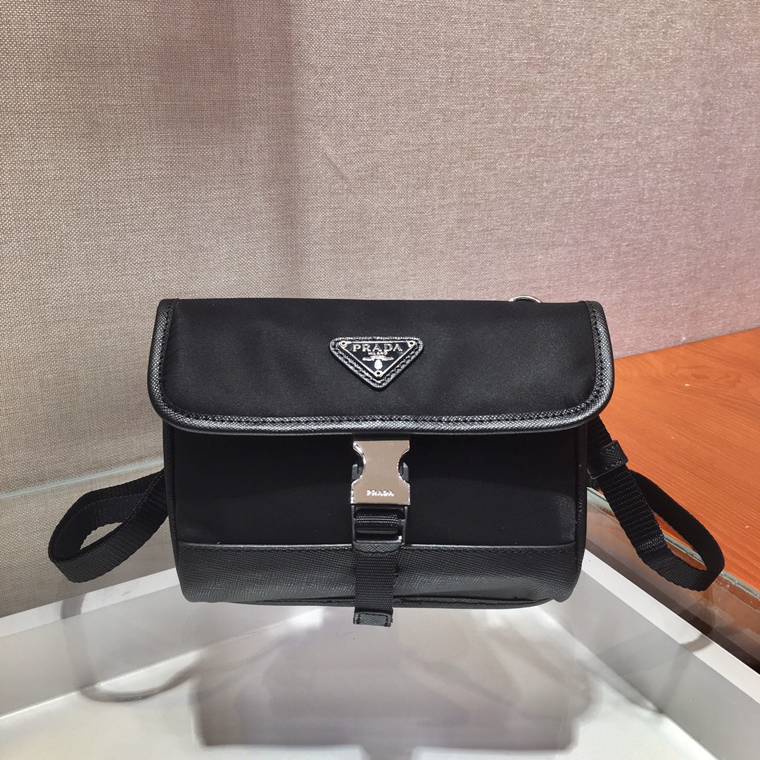 Pra*a re-nylon and saffiano leather smartphone case