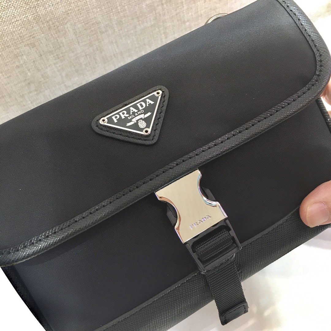 Pra*a re-nylon and saffiano leather smartphone case