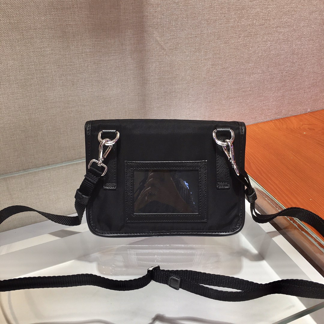Pra*a re-nylon and saffiano leather smartphone case