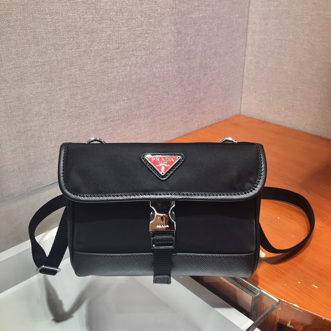 Pra*a re-nylon and saffiano leather smartphone case