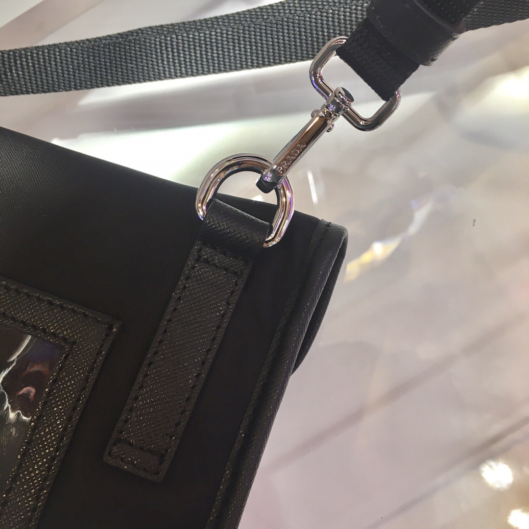 Pra*a re-nylon and saffiano leather smartphone case