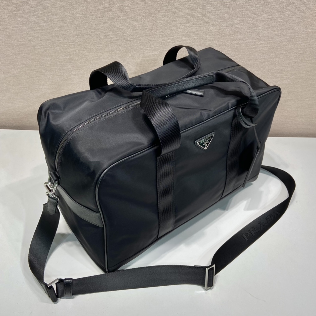 Pra*a re-nylon and saffiano leather duffle bag