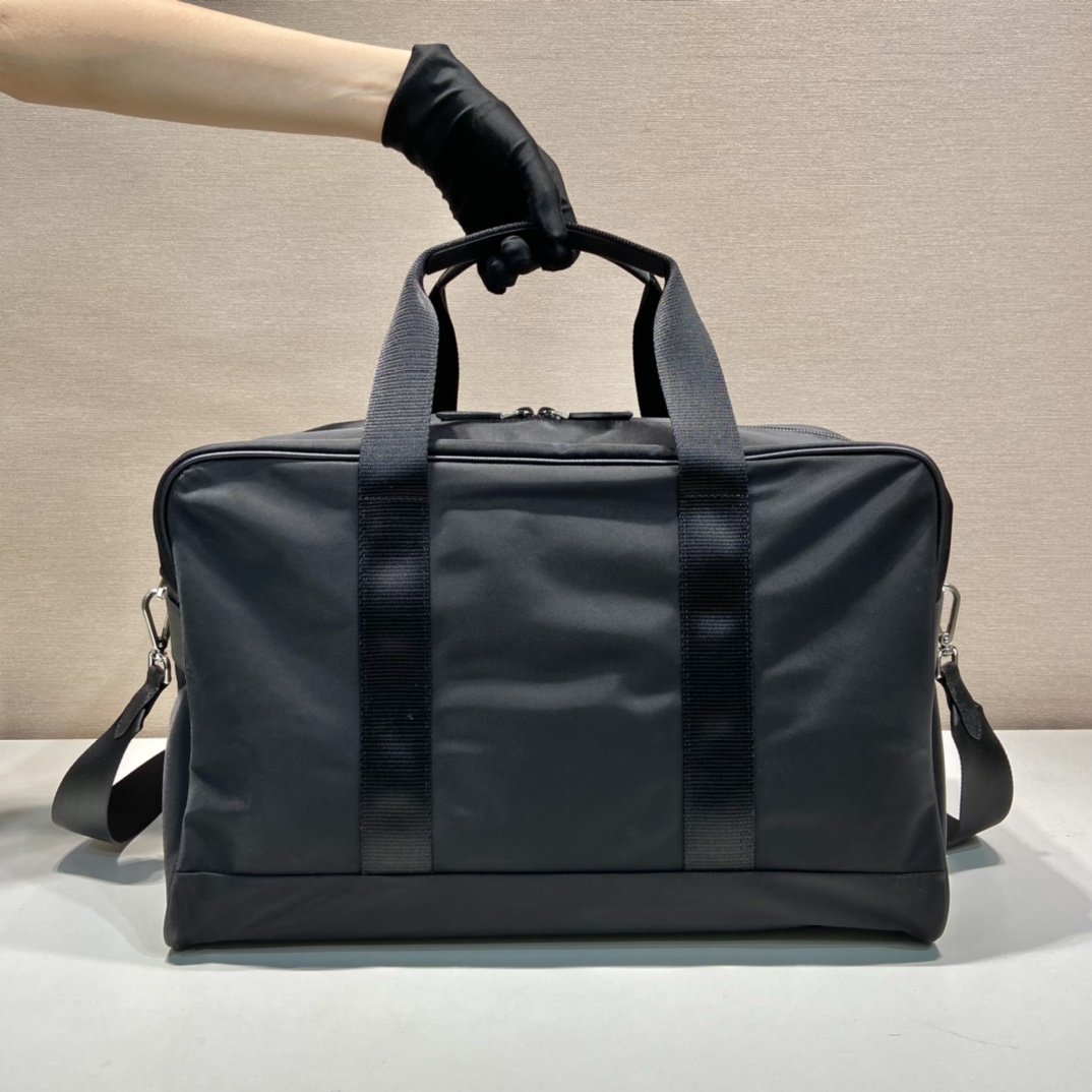 Pra*a re-nylon and saffiano leather duffle bag