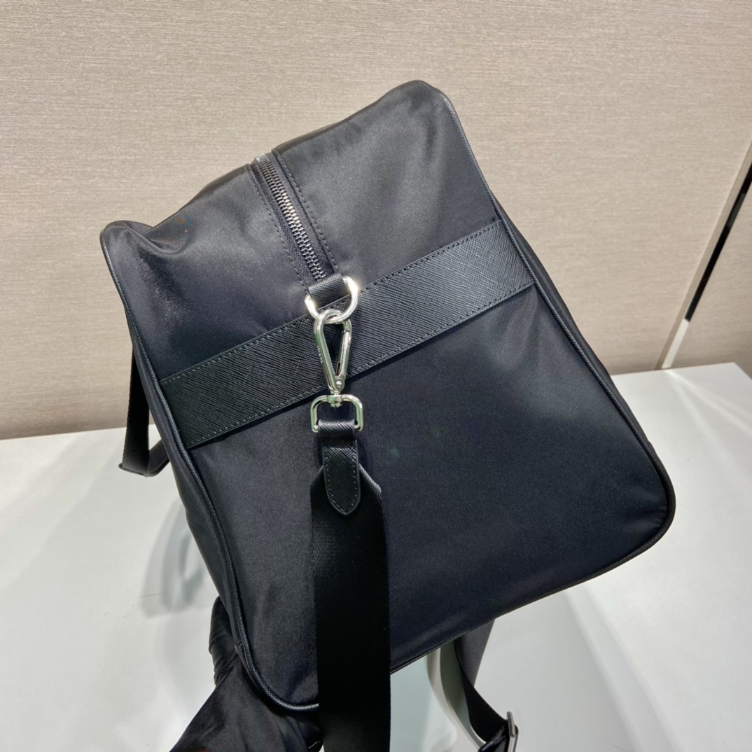Pra*a re-nylon and saffiano leather duffle bag