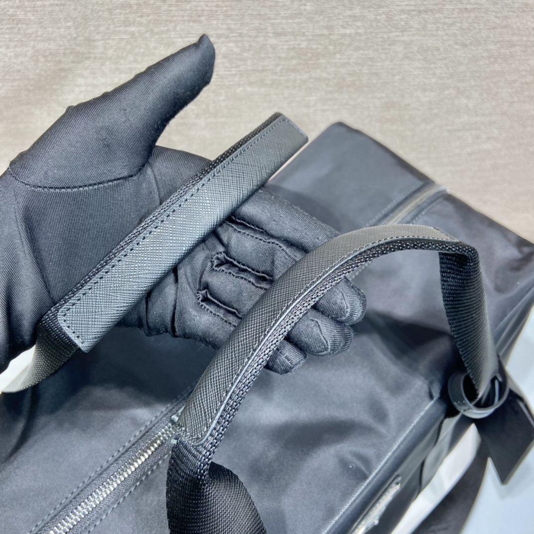 Pra*a re-nylon and saffiano leather duffle bag