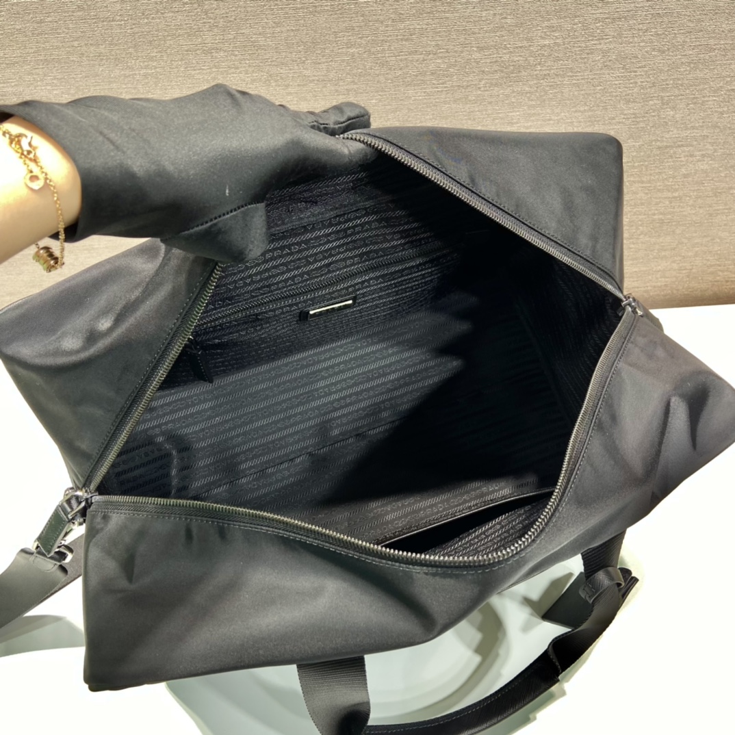 Pra*a re-nylon and saffiano leather duffle bag