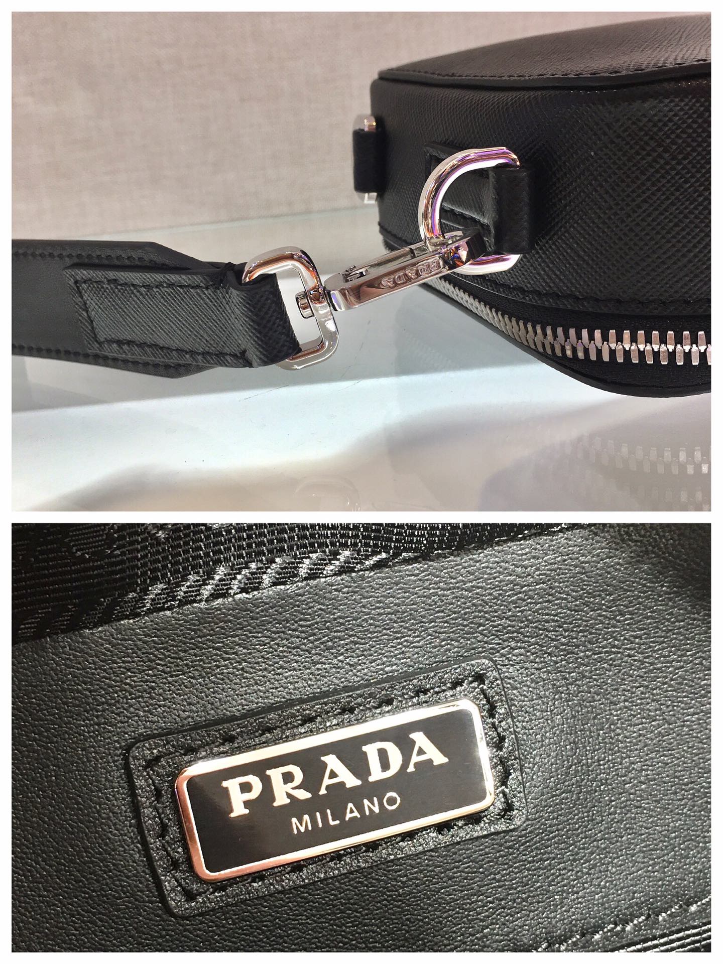 Pra*a small Pra*a brique leather bag
