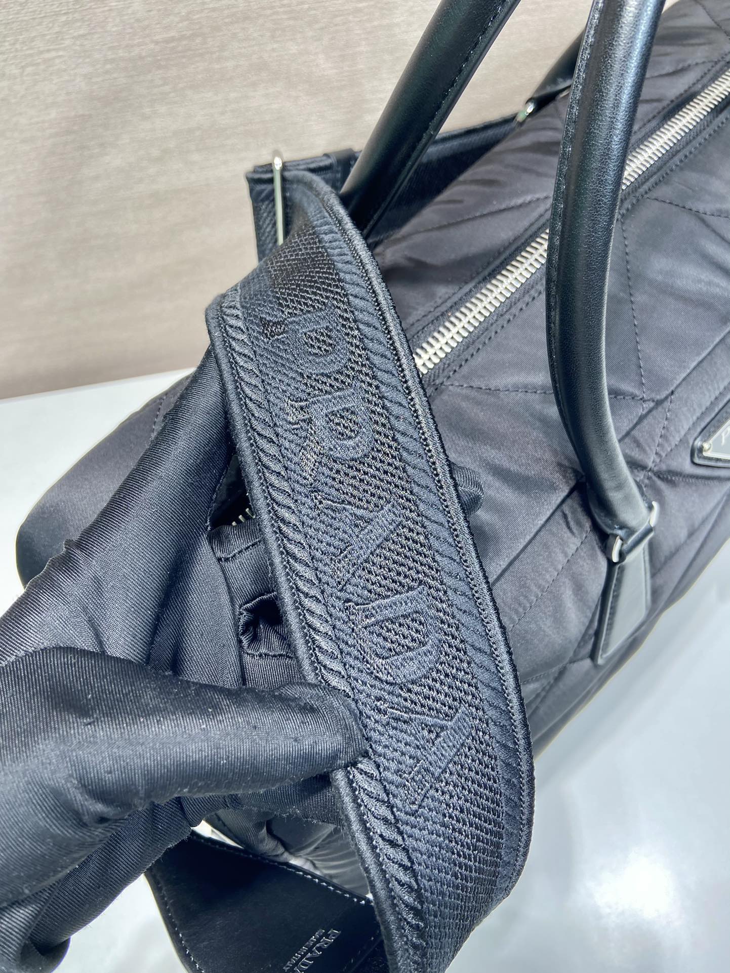 Pra*a quilted re-nylon travel bag
