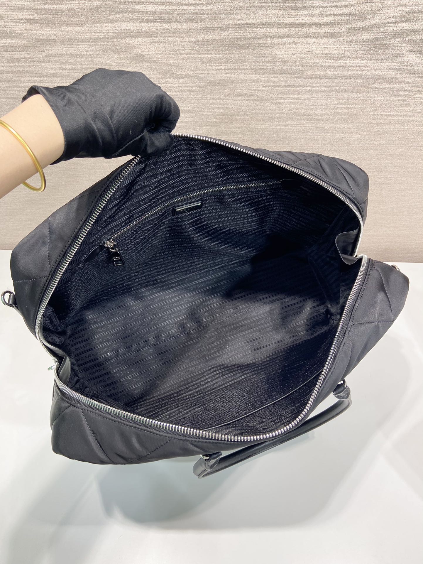 Pra*a quilted re-nylon travel bag