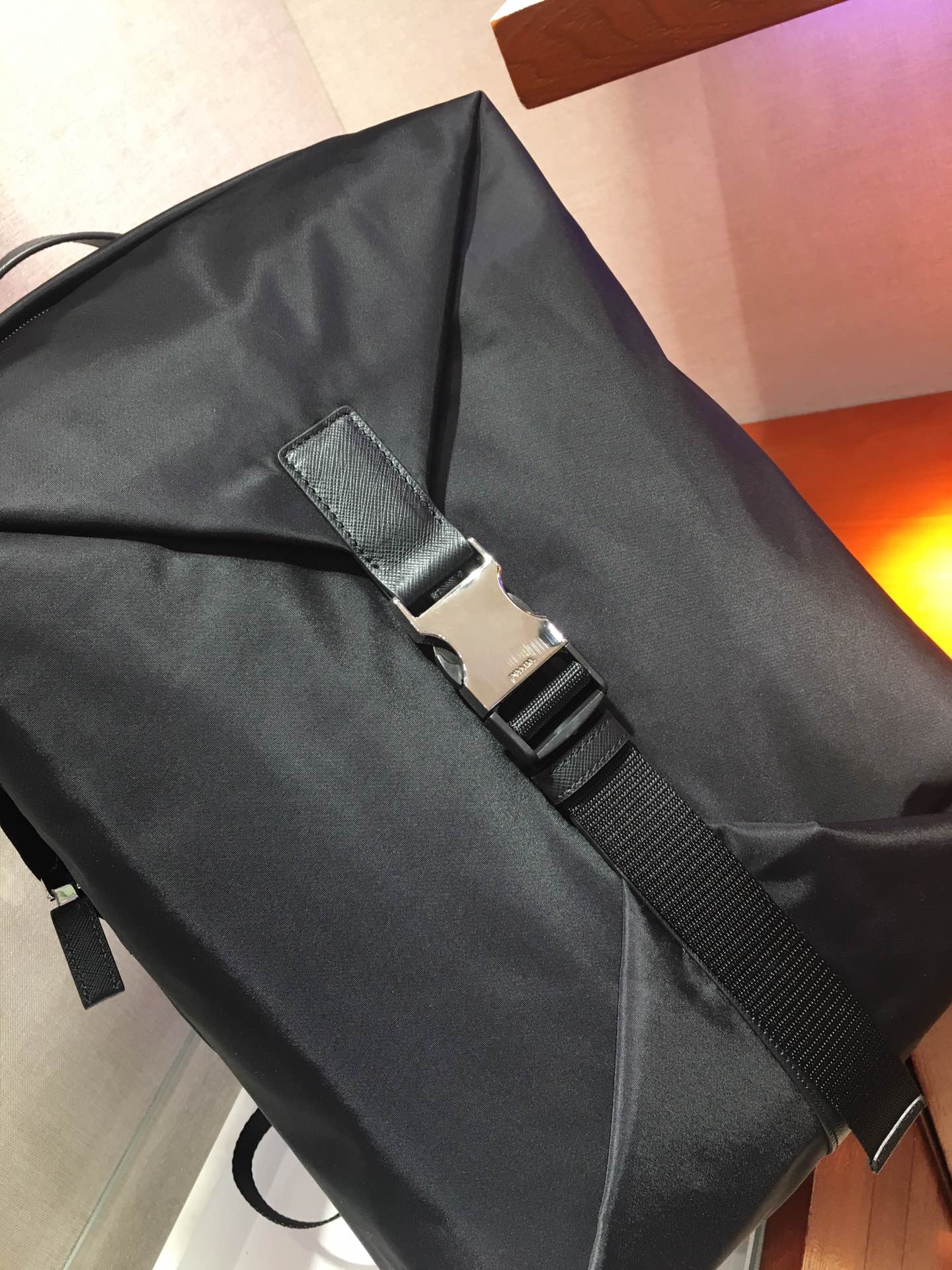 Pra*a re-nylon and saffiano leather backpack