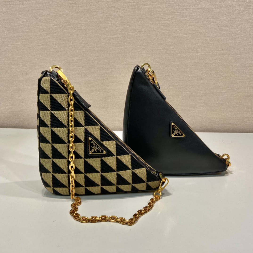 Pra*a symbole leather and fabric mini bag