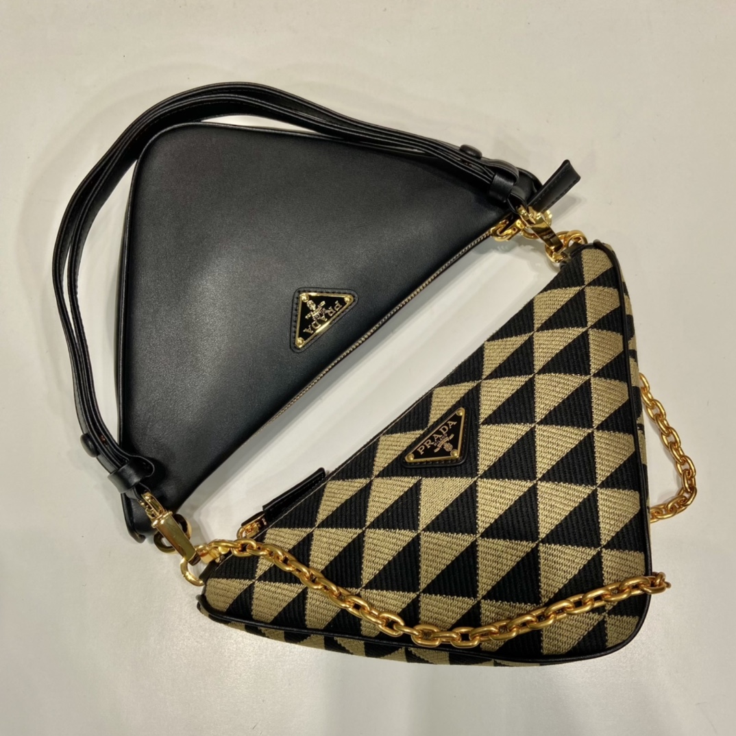 Pra*a symbole leather and fabric mini bag