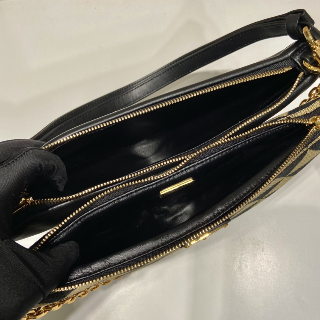 Pra*a symbole leather and fabric mini bag