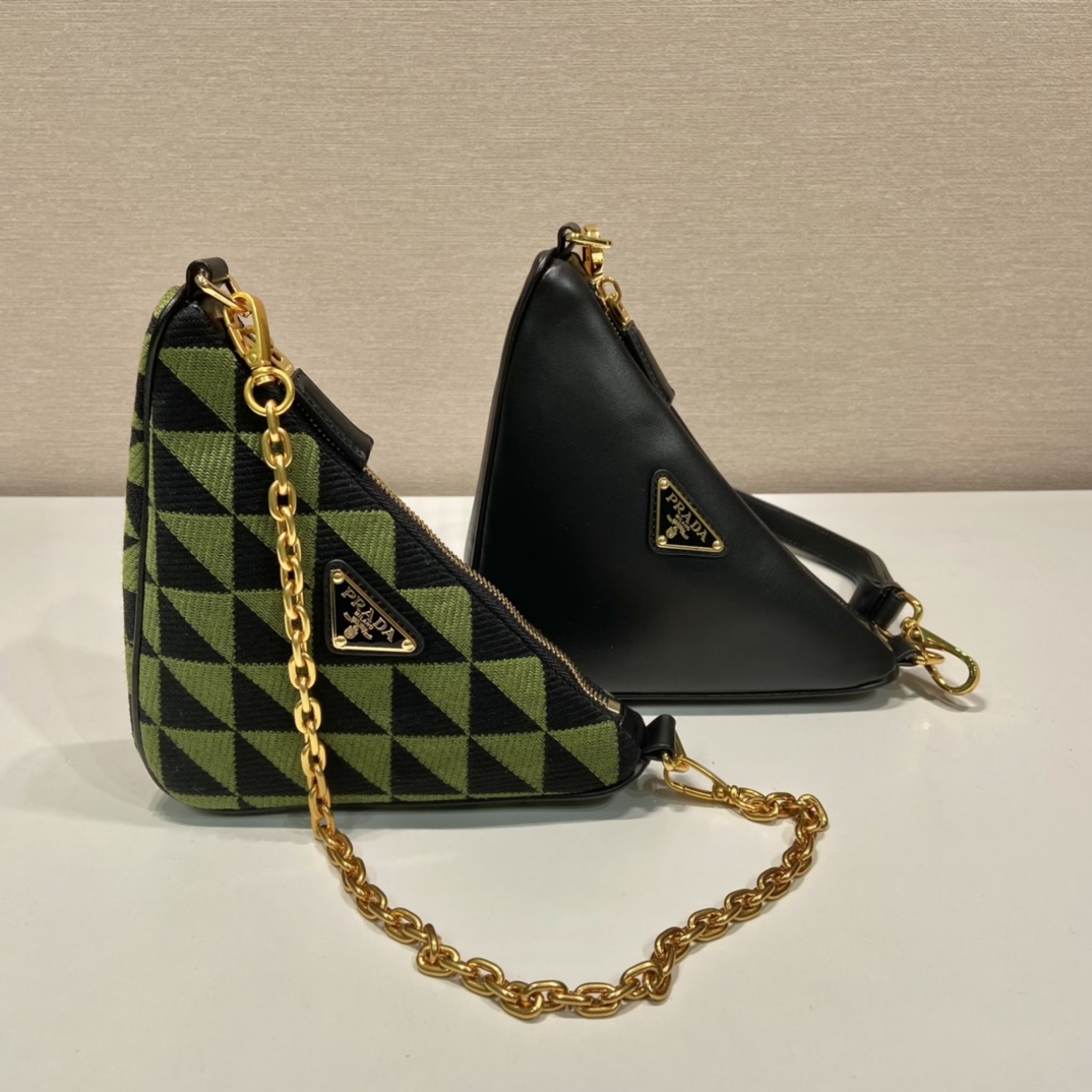 Pra*a symbole leather and fabric mini bag