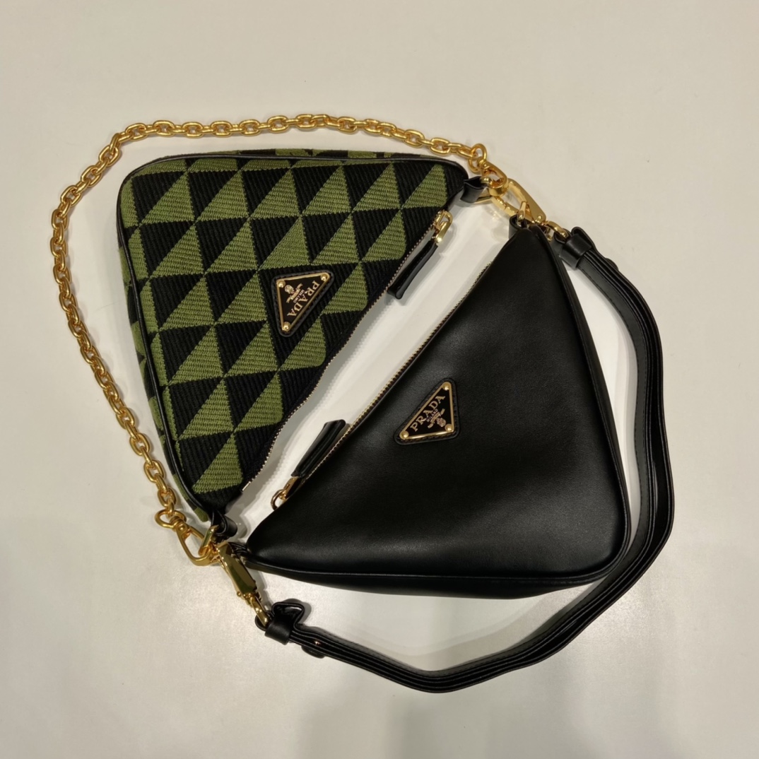 Pra*a symbole leather and fabric mini bag