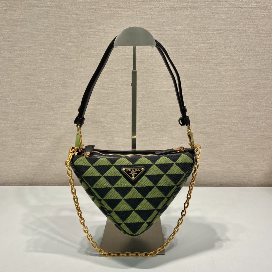 Pra*a symbole leather and fabric mini bag