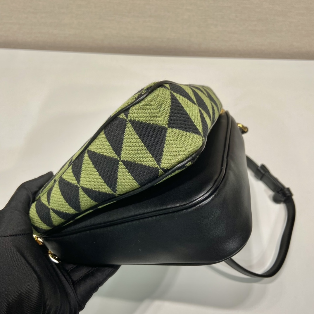 Pra*a symbole leather and fabric mini bag