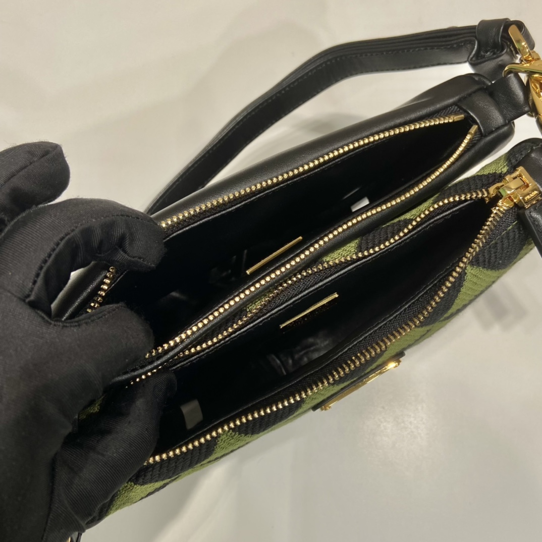 Pra*a symbole leather and fabric mini bag