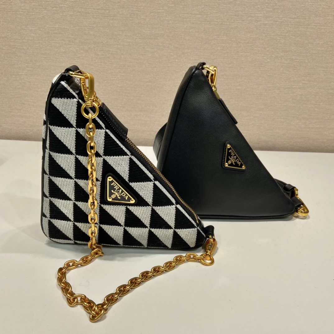Pra*a symbole leather and fabric mini bag