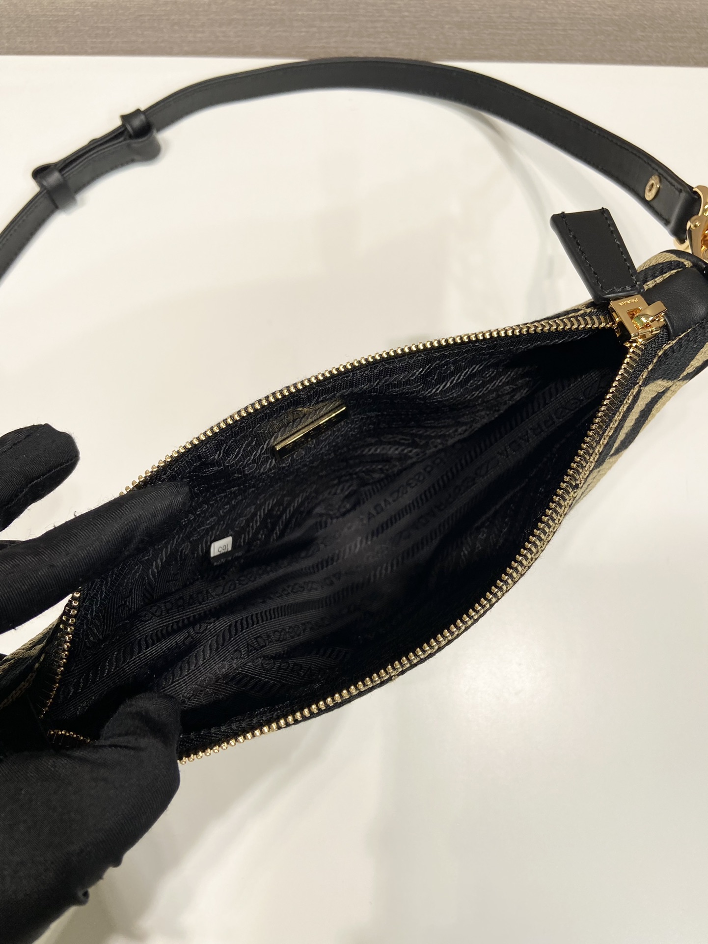 Pra*a embroidered jacquard fabric mini-bag