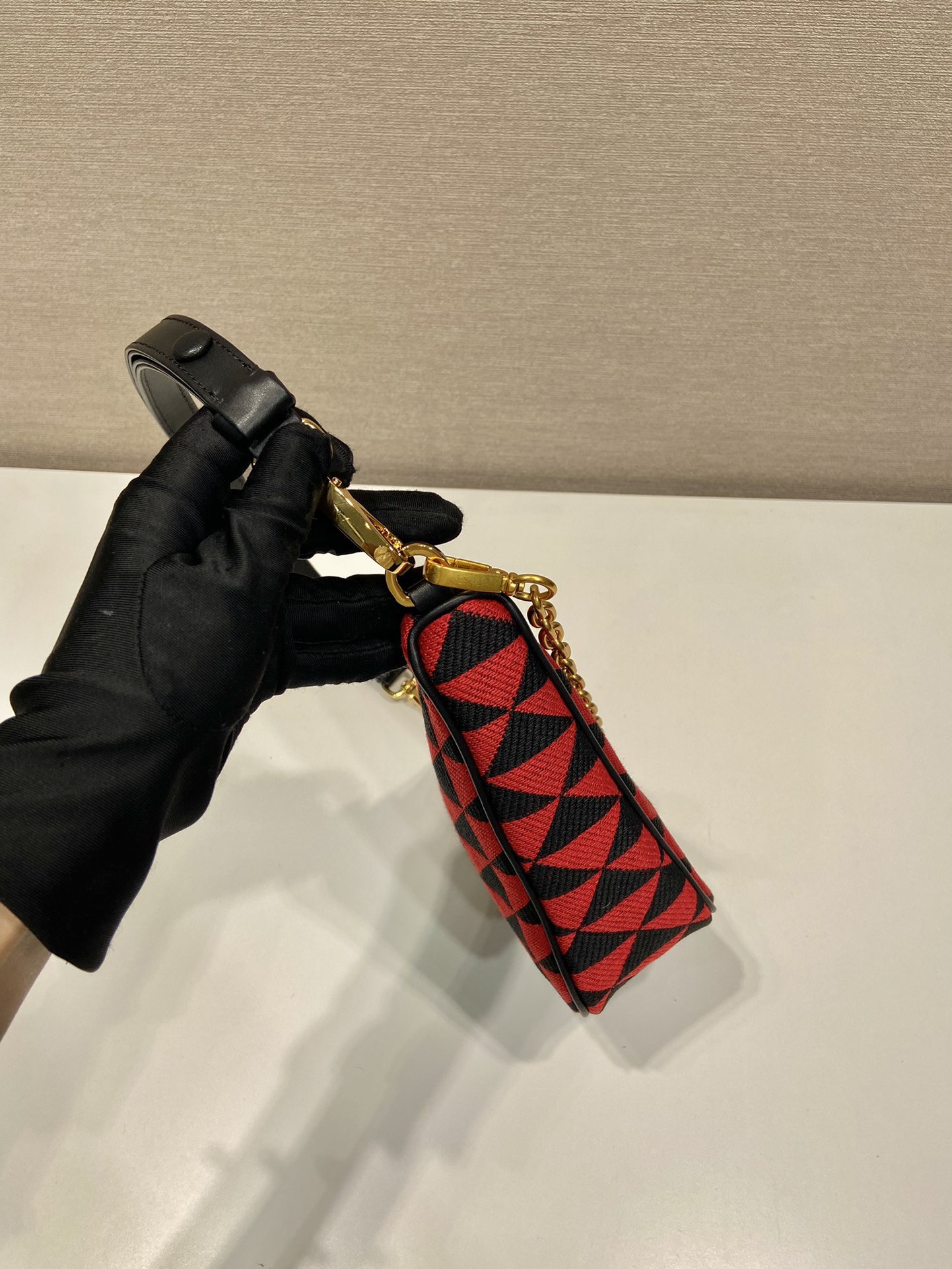 Pra*a embroidered jacquard fabric mini-bag