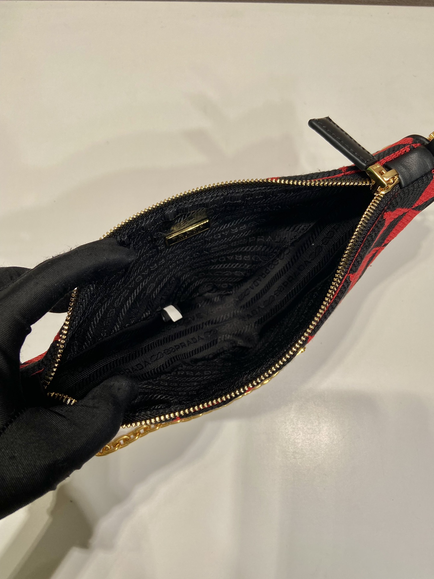 Pra*a embroidered jacquard fabric mini-bag