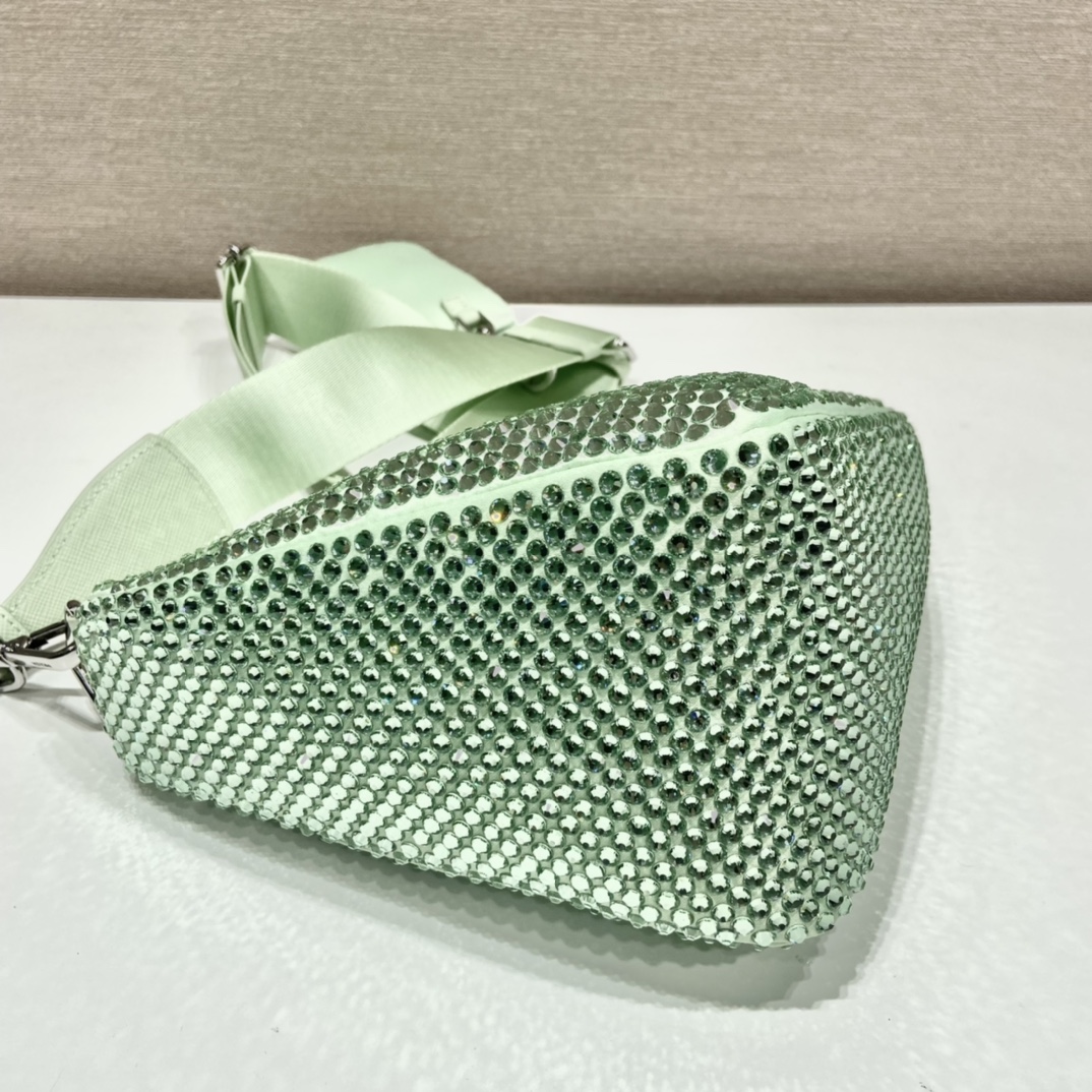 Pra*a triangle leather shoulder bag with crystal