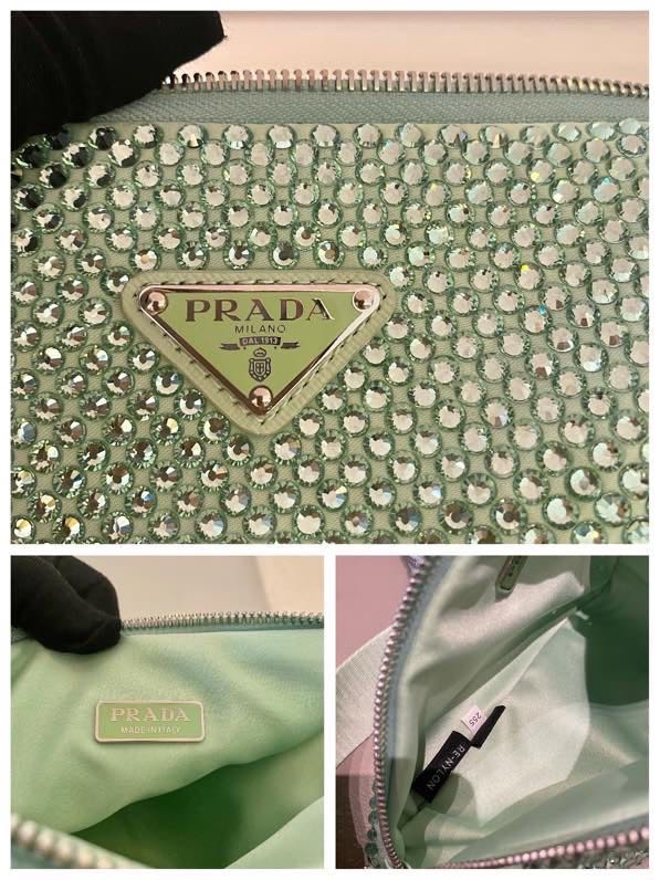 Pra*a triangle leather shoulder bag with crystal