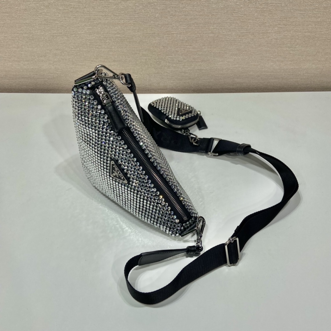 Pra*a triangle shoulder bag with crystal