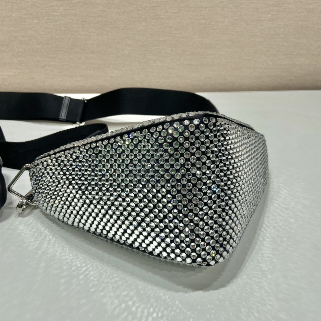 Pra*a triangle shoulder bag with crystal