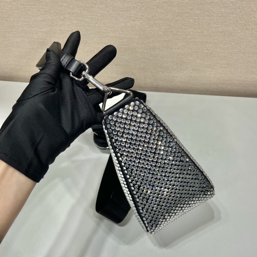 Pra*a triangle shoulder bag with crystal