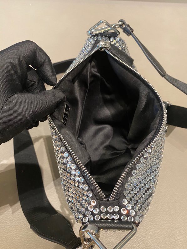 Pra*a triangle shoulder bag with crystal