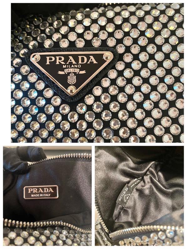 Pra*a triangle shoulder bag with crystal