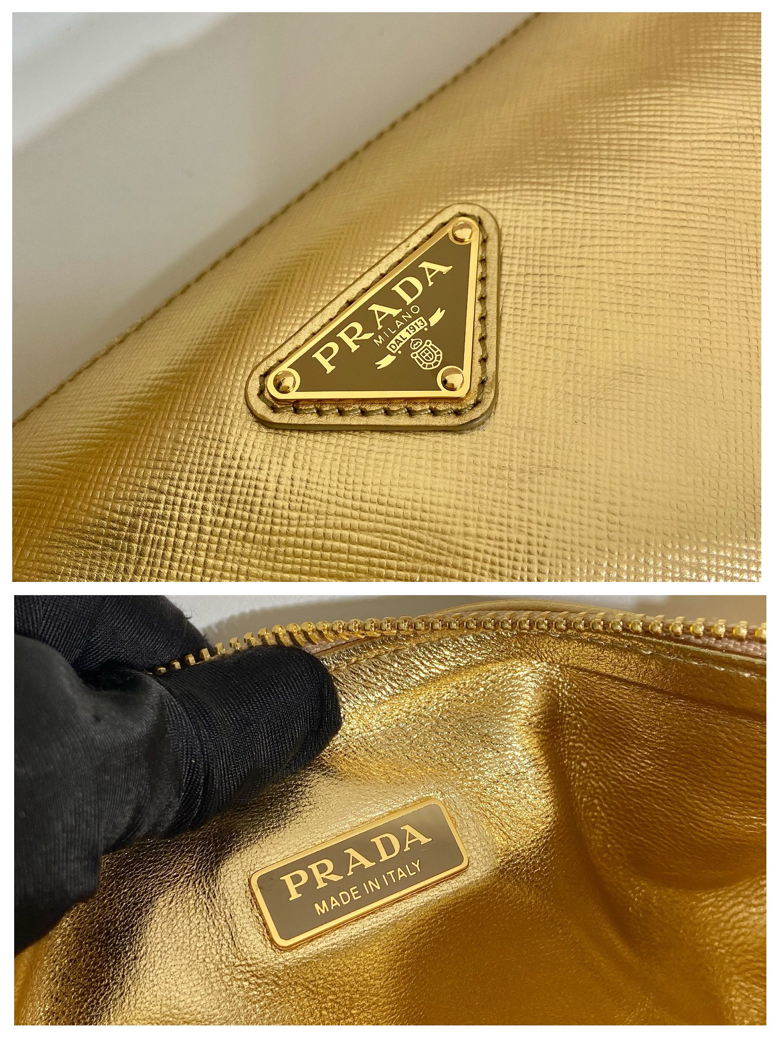 Pra*a triangle leather shoulder bag