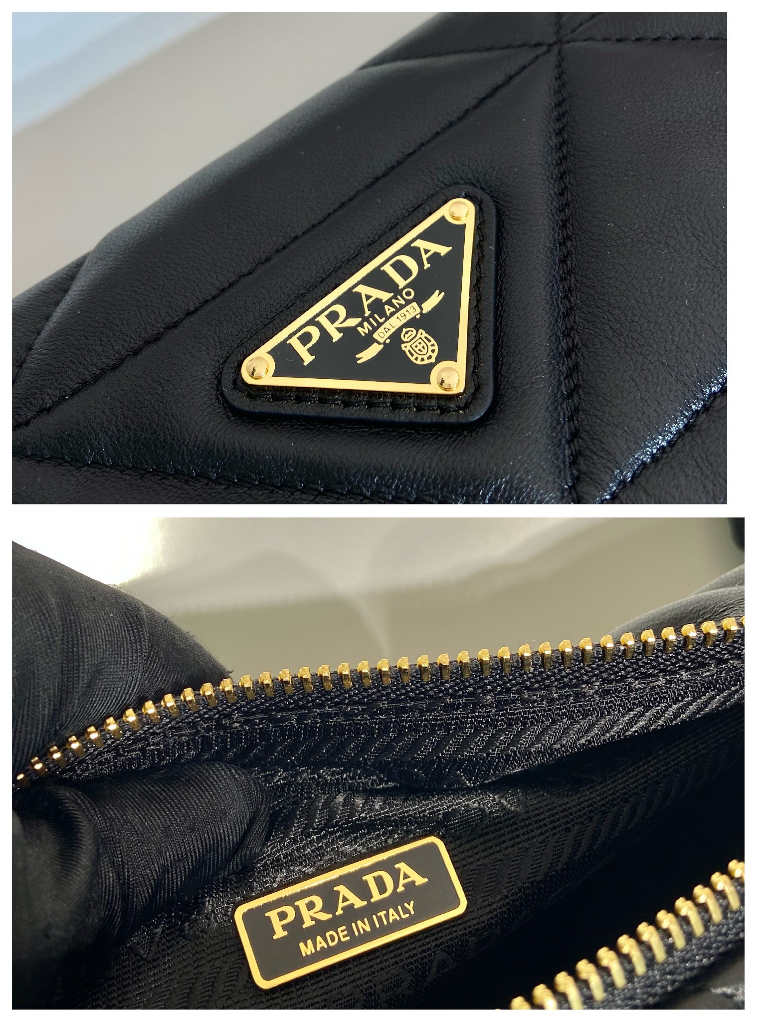 Pra*a triangle leather shoulder bag