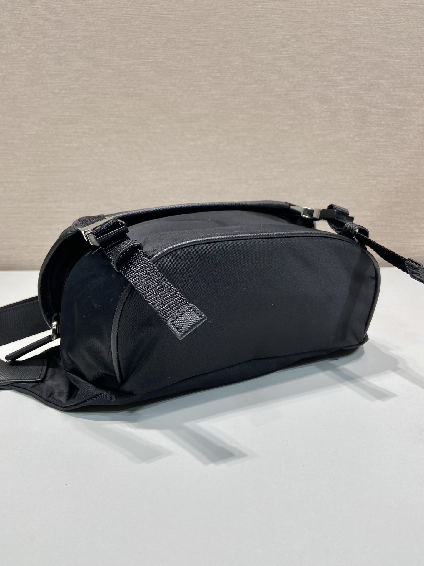 Pra*a re-nylon and saffiano leather shoulder bag