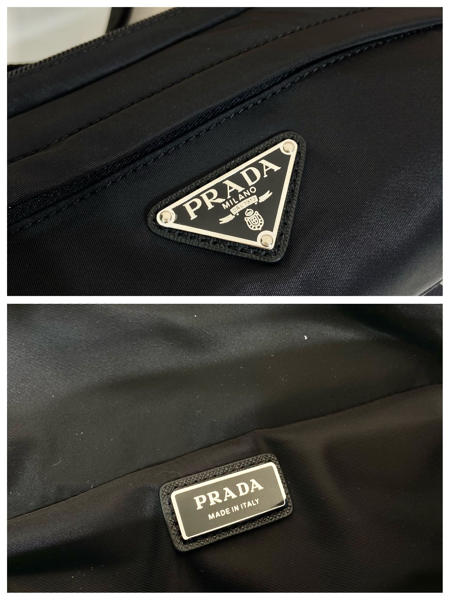 Pra*a re-nylon and saffiano leather shoulder bag
