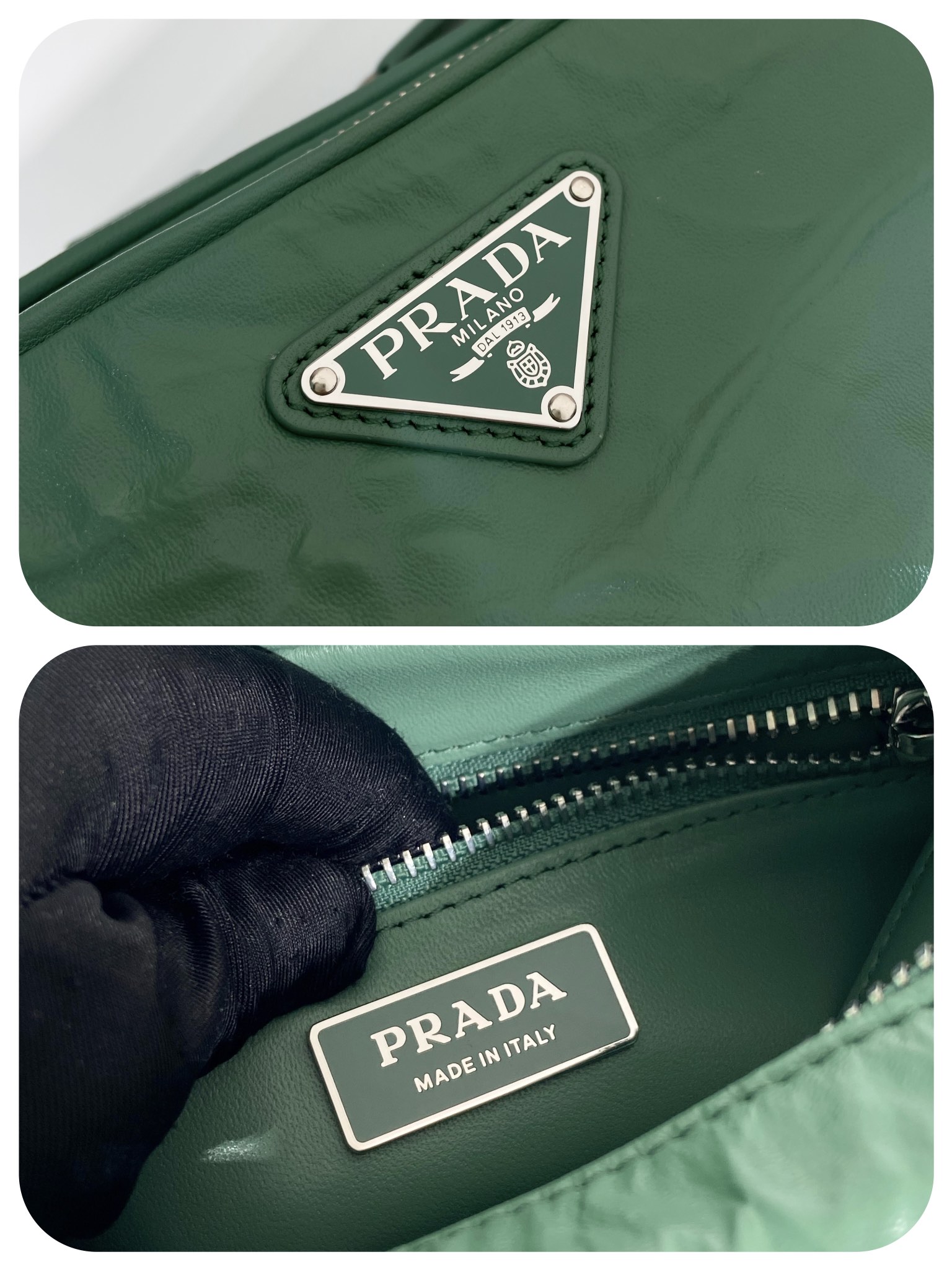 Pra*a nappa antique leather multi-pocket shoulder bag