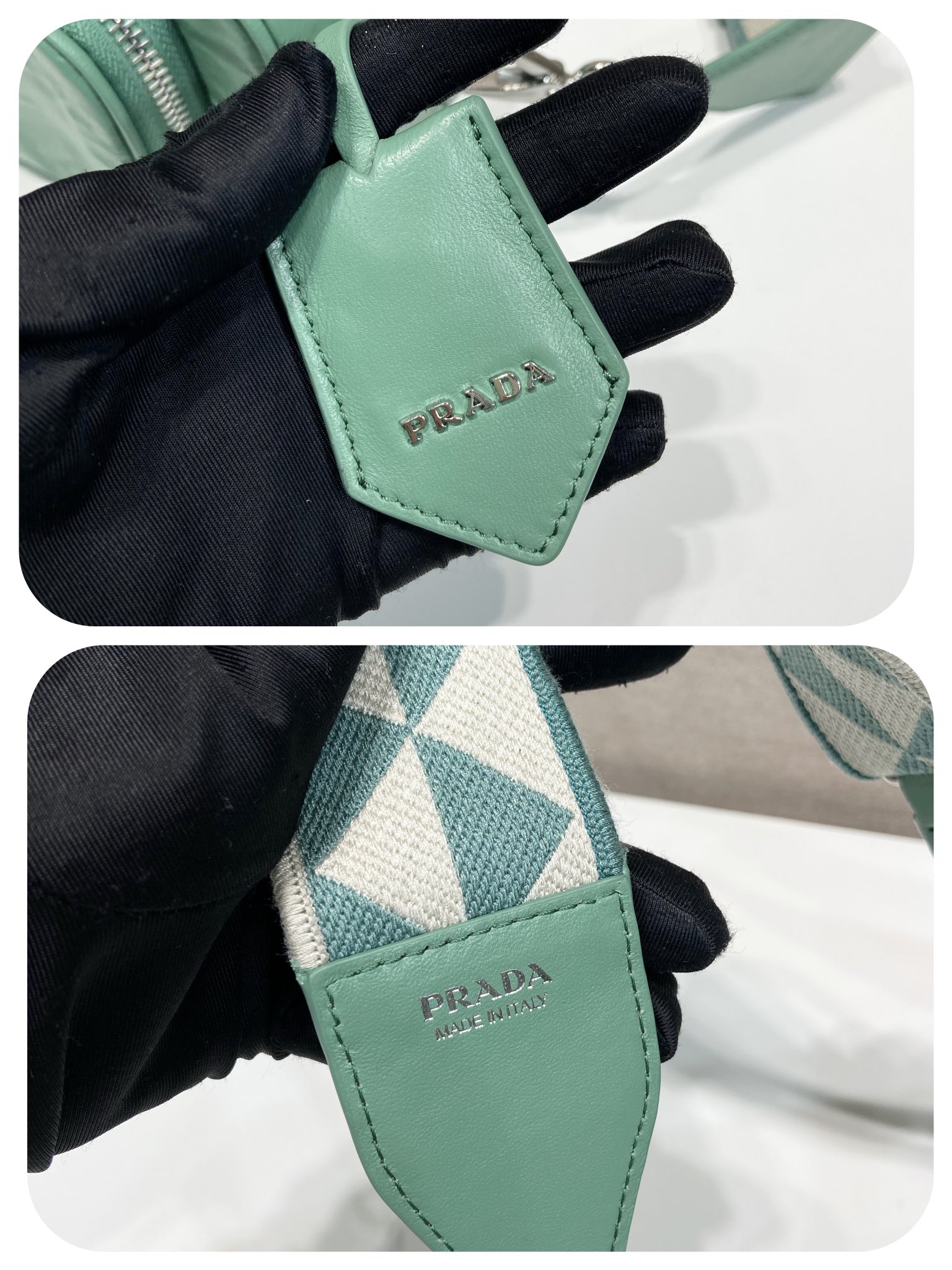 Pra*a nappa antique leather multi-pocket shoulder bag